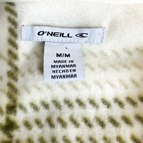 O’Neill Olive Green/Cream Plaid Fleece 3/4 Zip Hoodie Size M - Picture 4 of 5
